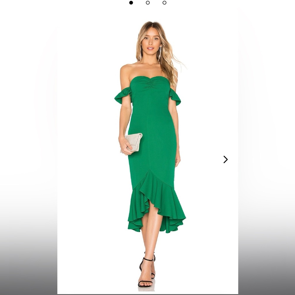 Green Lovers+Friends Giulia Ruffle Midi Dress